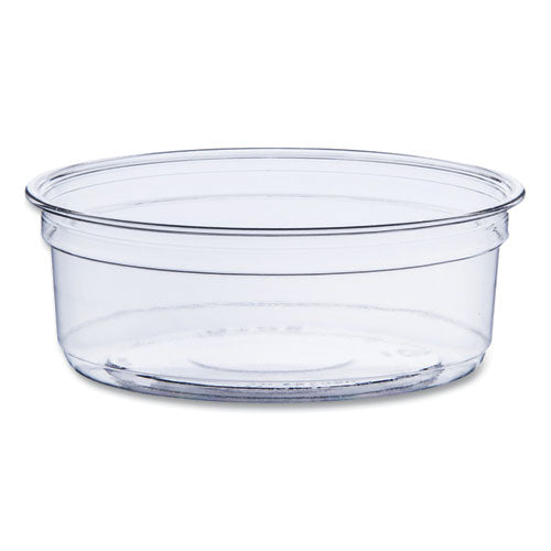 Image of SOLO® Bare Eco-Forward RPET Deli Containers, ProPlanet Seal, 8 oz, 4.6" Diameter x 1.8" h, Clear, Plastic, 500/Carton