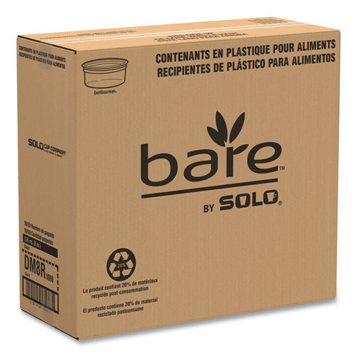 Image of SOLO® Bare Eco-Forward RPET Deli Containers, ProPlanet Seal, 8 oz, 4.6" Diameter x 1.8" h, Clear, Plastic, 500/Carton