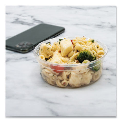Image of SOLO® Bare Eco-Forward RPET Deli Containers, ProPlanet Seal, 8 oz, 4.6" Diameter x 1.8" h, Clear, Plastic, 500/Carton