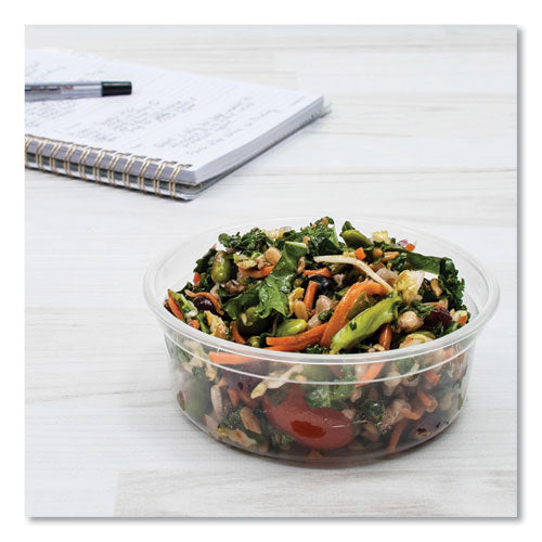 Image of SOLO® Bare Eco-Forward RPET Deli Containers, ProPlanet Seal, 8 oz, 4.6" Diameter x 1.8" h, Clear, Plastic, 500/Carton