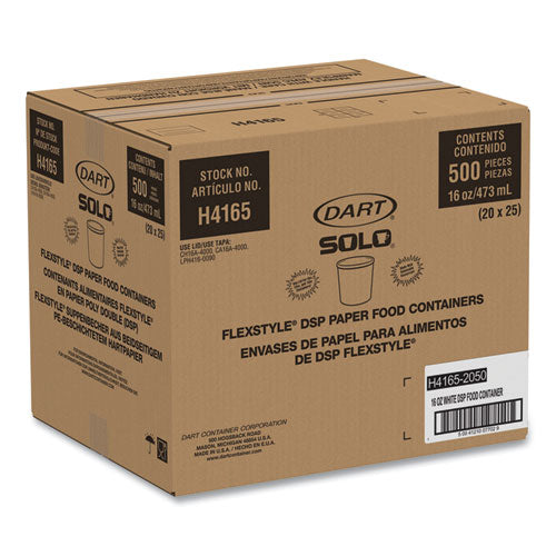 Image of SOLO® Flexstyle Double Poly Paper Containers, 16 oz, White, Paper, 25/Pack, 20 Packs/Carton