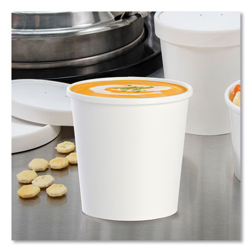 Image of SOLO® Flexstyle Double Poly Paper Containers, 16 oz, White, Paper, 25/Pack, 20 Packs/Carton
