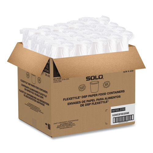 Image of SOLO® Flexstyle Double Poly Paper Containers, 16 oz, White, Paper, 25/Pack, 20 Packs/Carton