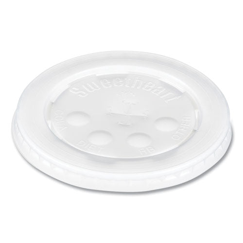 Image of SOLO® Polystyrene Plastic Flat Straw-Slot Cold Cup Lids, Fits 12 oz to 24 oz Cold Cups, Plastic, Translucent, 125/Pack, 16 Packs/CT