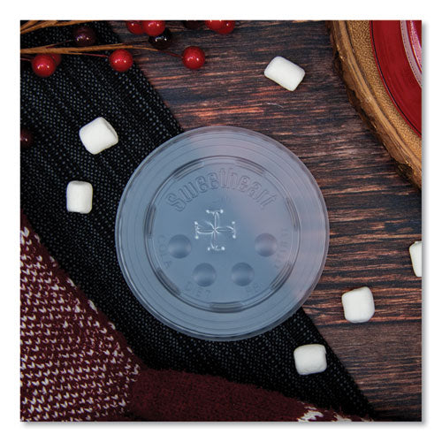 Image of SOLO® Polystyrene Plastic Flat Straw-Slot Cold Cup Lids, Fits 12 oz to 24 oz Cold Cups, Plastic, Translucent, 125/Pack, 16 Packs/CT