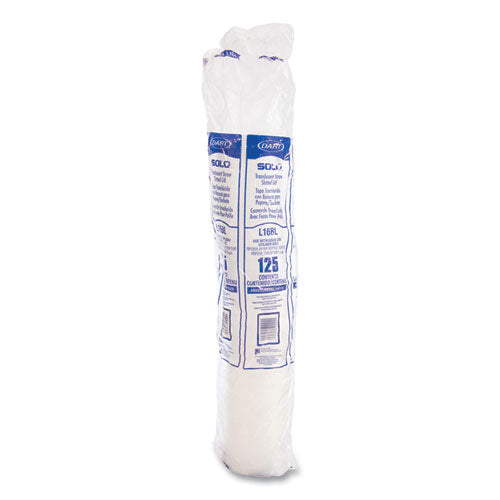 Image of SOLO® Polystyrene Plastic Flat Straw-Slot Cold Cup Lids, Fits 12 oz to 24 oz Cold Cups, Plastic, Translucent, 125/Pack, 16 Packs/CT