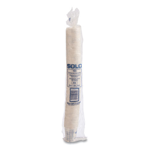 Image of SOLO® Paper Medical and Dental Graduated Cups, 3 oz, Paper, White/Blue, 100/Bag, 50 Bags/Carton