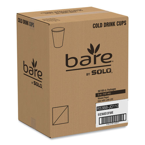 Image of SOLO® Bare Eco-Forward Paper Cold Cups, 5 oz, Green/White, 100/Sleeve, 30 Sleeves/Carton
