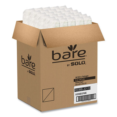 Image of SOLO® Bare Eco-Forward Paper Cold Cups, 5 oz, Green/White, 100/Sleeve, 30 Sleeves/Carton