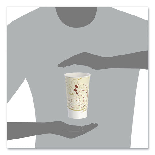 Image of SOLO® Double Sided Poly (DSP) Paper Cold Cups, 16 oz, Beige/White/Red, 50/Sleeve, 20 Sleeves/Carton
