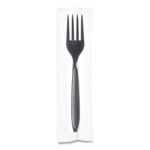 Image of SOLO® Reliance Mediumweight Cutlery, Fork, Plastic, Black, 1,000/Carton