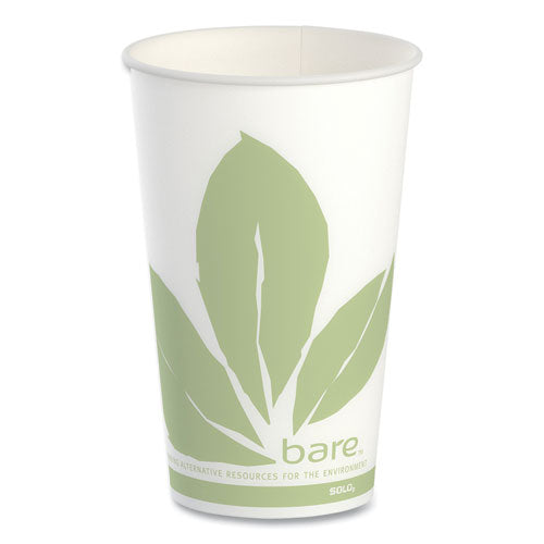 Image of SOLO® Bare Eco-Forward Paper Cold Cups, 16 oz, Green/White, 100/Sleeve, 10 Sleeves/Carton