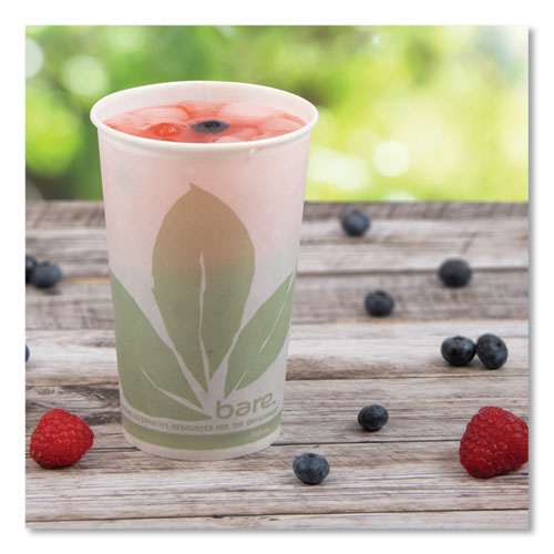 Image of SOLO® Bare Eco-Forward Paper Cold Cups, 16 oz, Green/White, 100/Sleeve, 10 Sleeves/Carton