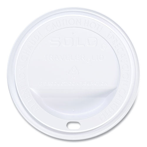 Image of SOLO® Traveler Cappuccino Style Dome Lid, Fits 10 oz Hot Cups, Plastic, White, 100/Pack, 10 Packs/Carton