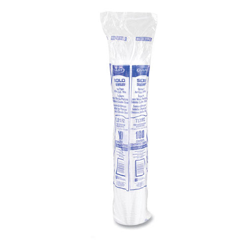 Image of SOLO® Traveler Cappuccino Style Dome Lid, Fits 10 oz Hot Cups, Plastic, White, 100/Pack, 10 Packs/Carton