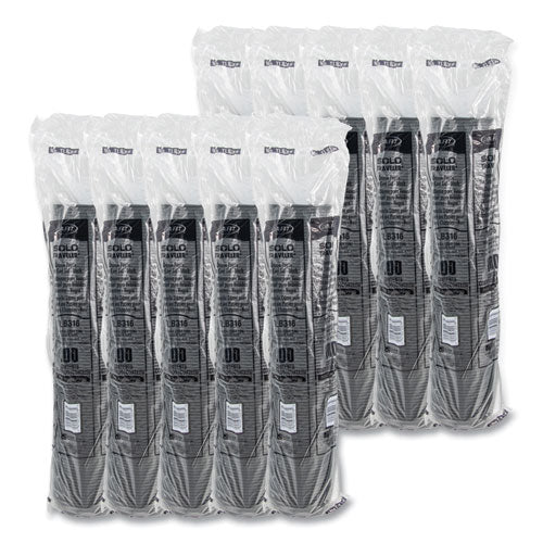 Image of SOLO® Traveler Cappuccino Style Dome Lid, Fits 10 oz to 24 oz Hot Cups, Plastic, Black, 100/Sleeve, 10 Sleeves/Carton