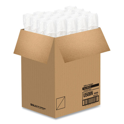 Image of SOLO® Uncoated Paper Cups, Hot Drink, 8 Oz, White, 1,000/carton