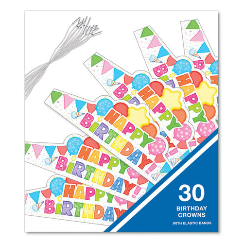 Image of Carson-Dellosa Education Student Crown, Birthday, 14.5 x 5.13, Assorted Colors, 30/Pack