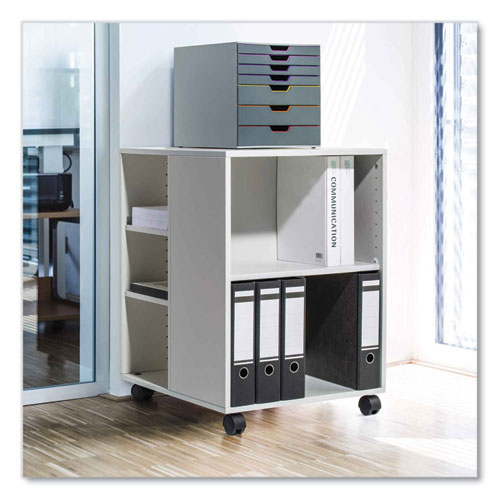 Image of Durable® Flexible Multi-Functional Cart for Office Storage, Wood, 6 Shelves, 20.79 x 23.31 x 29.45, Gray
