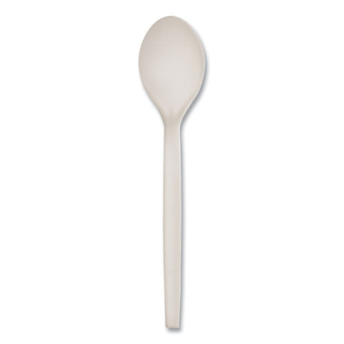 Image of WNA EcoSense Renewable Plant Starch Cutlery, Spoon, Plastic, Cream, 50/Pack, 20 Packs/Carton