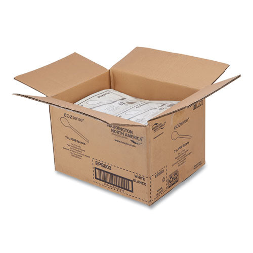 Image of WNA EcoSense Renewable Plant Starch Cutlery, Spoon, Plastic, Cream, 50/Pack, 20 Packs/Carton