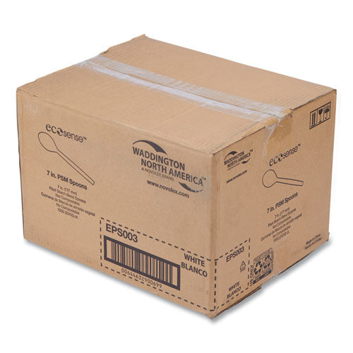 Image of WNA EcoSense Renewable Plant Starch Cutlery, Spoon, Plastic, Cream, 50/Pack, 20 Packs/Carton
