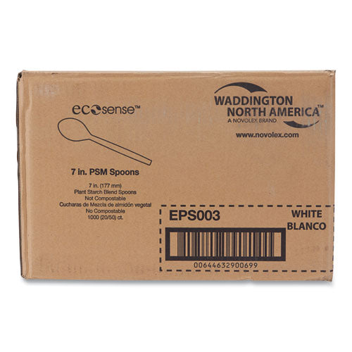 Image of WNA EcoSense Renewable Plant Starch Cutlery, Spoon, Plastic, Cream, 50/Pack, 20 Packs/Carton