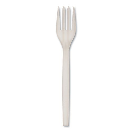 Image of WNA EcoSense Renewable Plant Starch Cutlery, Fork, Plastic, Cream, 50/Pack, 20 Packs/Carton