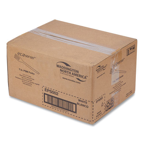 Image of WNA EcoSense Renewable Plant Starch Cutlery, Fork, Plastic, Cream, 50/Pack, 20 Packs/Carton