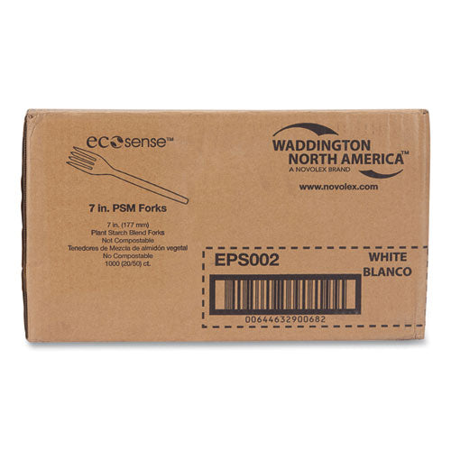 Image of WNA EcoSense Renewable Plant Starch Cutlery, Fork, Plastic, Cream, 50/Pack, 20 Packs/Carton