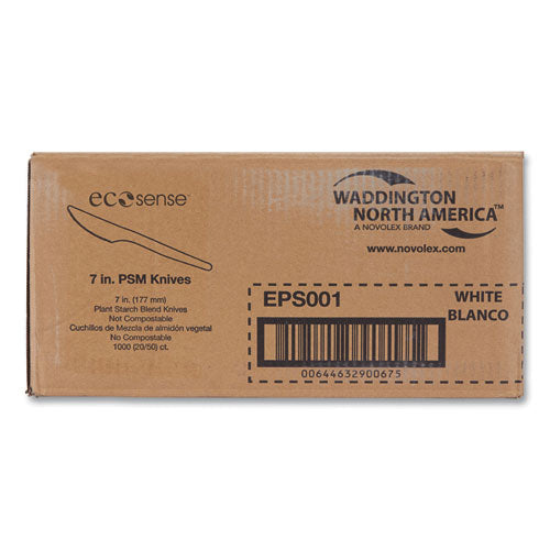 Image of WNA EcoSense Renewable Plant Starch Cutlery, Knife, Plastic, Cream, 50/Pack, 20 Packs/Carton