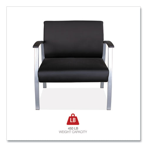 Image of Alera® Alera metaLounge Series Bariatric Guest Chair, 30.51" x 26.96" x 33.46", Black Seat, Black Back, Silver Base