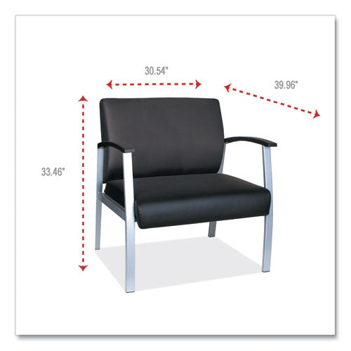 Image of Alera® Alera metaLounge Series Bariatric Guest Chair, 30.51" x 26.96" x 33.46", Black Seat, Black Back, Silver Base
