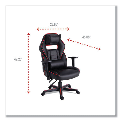 Image of Alera® Racing Style Ergonomic Gaming Chair, Supports 275 Lb, 15.91" To 19.8" Seat Height, Black/red Trim Seat/back, Black/red Base