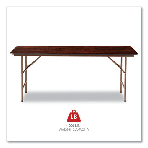 Image of Alera® Wood Folding Table, Rectangular, 71.88w X 17.75d X 29.13h, Mahogany