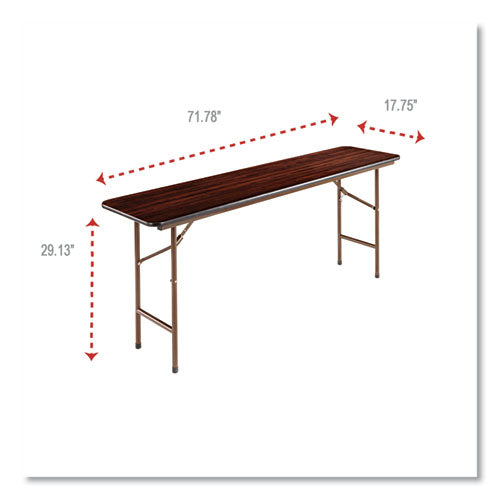 Image of Alera® Wood Folding Table, Rectangular, 71.88w X 17.75d X 29.13h, Mahogany