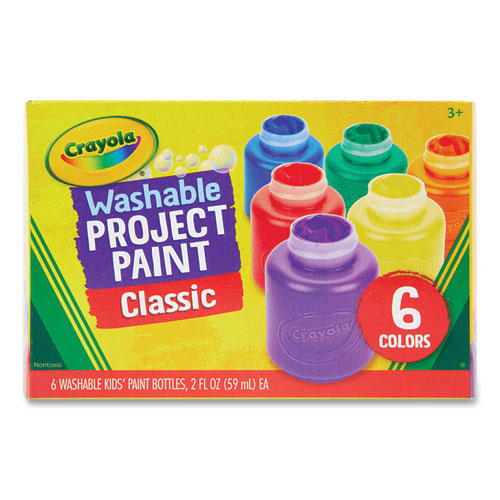 Image of Crayola® Washable Paint, 6 Assorted Colors, 2 Oz Bottle, 6/pack