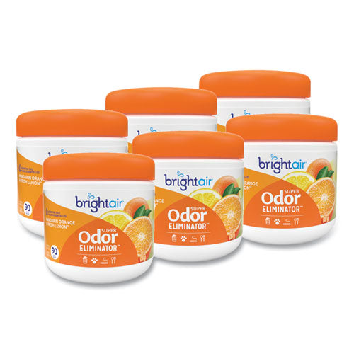 Image of BRIGHT Air® Super Odor Eliminator, Mandarin Orange And Fresh Lemon, 14 Oz Jar, 6/carton