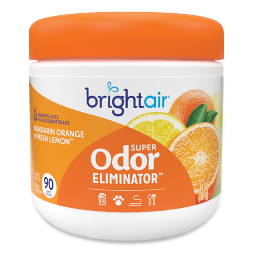 Image of BRIGHT Air® Super Odor Eliminator, Mandarin Orange And Fresh Lemon, 14 Oz Jar, 6/carton
