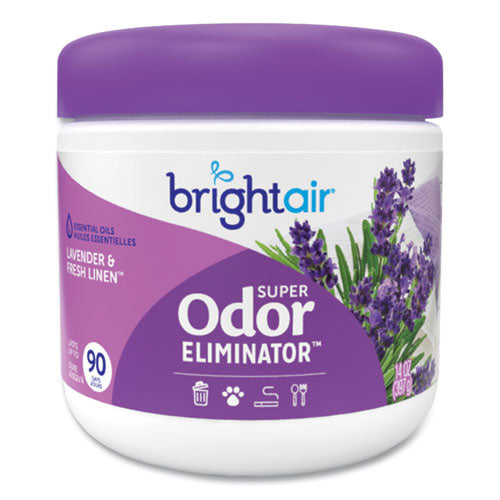 Image of BRIGHT Air® Super Odor Eliminator, Lavender And Fresh Linen, Purple, 14 Oz Jar