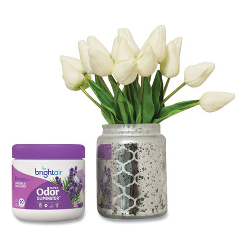 Image of BRIGHT Air® Super Odor Eliminator, Lavender And Fresh Linen, Purple, 14 Oz Jar