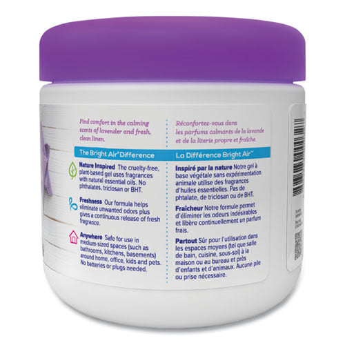 Image of BRIGHT Air® Super Odor Eliminator, Lavender And Fresh Linen, Purple, 14 Oz Jar, 6/carton