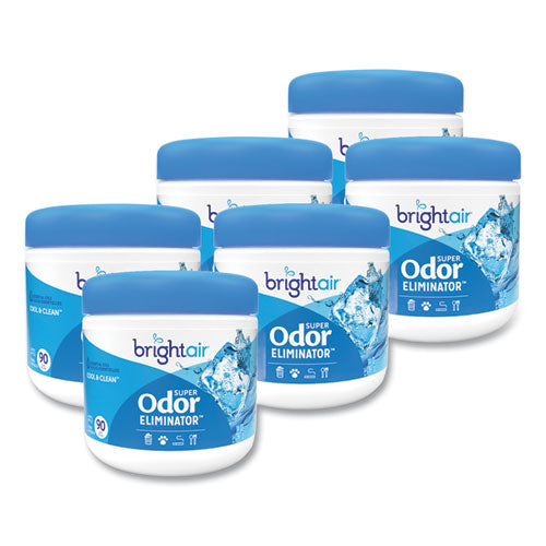Image of BRIGHT Air® Super Odor Eliminator, Cool And Clean, Blue, 14 Oz Jar, 6/carton