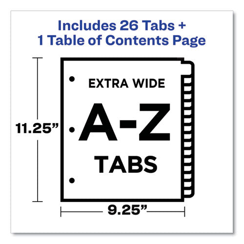Image of Avery® Customizable TOC Ready Index Black and White Dividers, 26-Tab, A to Z, 11 x 9.25, 1 Set