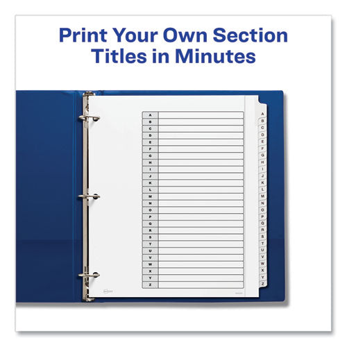 Image of Avery® Customizable TOC Ready Index Black and White Dividers, 26-Tab, A to Z, 11 x 9.25, 1 Set