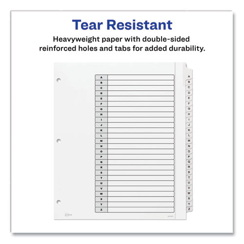 Image of Avery® Customizable TOC Ready Index Black and White Dividers, 26-Tab, A to Z, 11 x 9.25, 1 Set