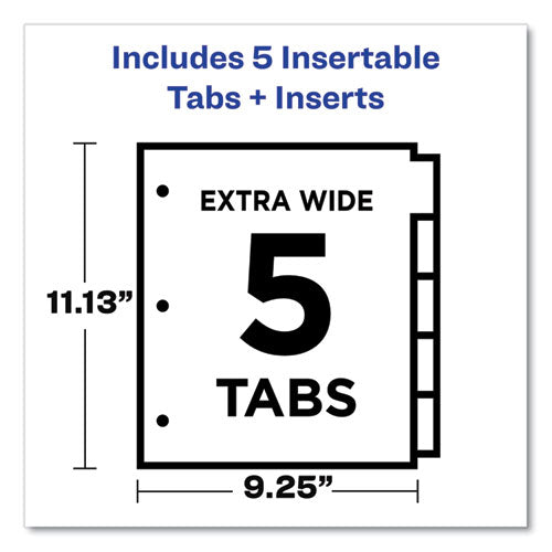 Image of Avery® Insertable Big Tab Dividers, 5-Tab, Single-Sided Copper Edge Reinforcing, 11.13 x 9.25, White, Assorted Tabs, 1 Set