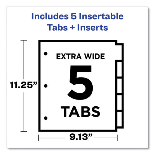 Image of Avery® Insertable Dividers w/Single Pockets, 5-Tab, 11.25 x 9.13, White, 1 Set