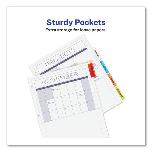 Image of Avery® Insertable Dividers w/Single Pockets, 5-Tab, 11.25 x 9.13, White, 1 Set