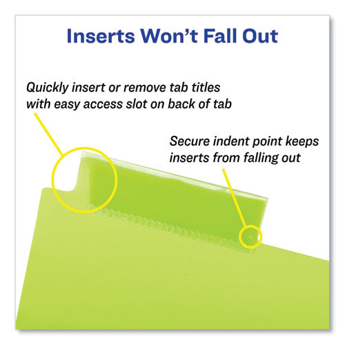 Image of Avery® Insertable Big Tab Plastic Three-Pocket Corner Lock Dividers, 5-Tab, 11.13 X 9.25, Assorted, 1 Set